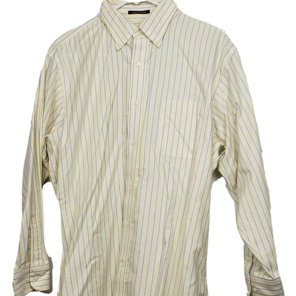 Lands End Mens SZ:16-33 Yellow Blue Striped Shirt - Picture 1 of 12